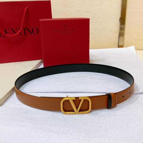 réplica,joyas,joyería,1:1,replica,fake,lujo,barato VALENTINO GARAVANI VLOGO SIGNATURE Cinturón reversible de piel de becerro brillante con hebilla clásica de latón (LBKYV)