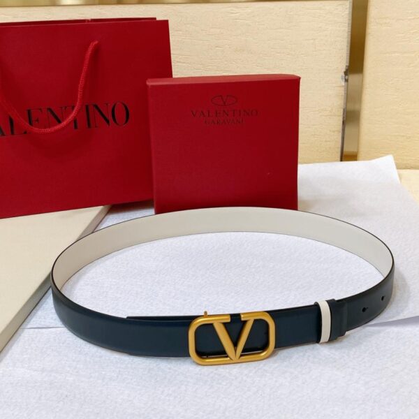 réplica,joyas,joyería,1:1,replica,fake,lujo,barato Cinturón reversible de piel de becerro brillante con hebilla clásica de latón VALENTINO GARAVANI VLOGO SIGNATURE (P47WF)