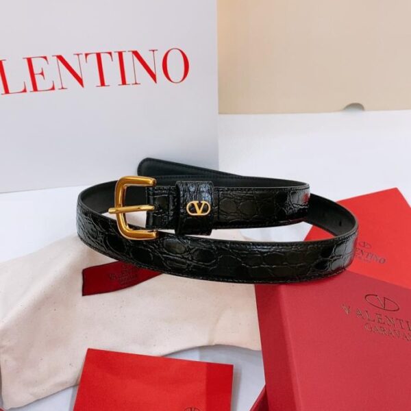 réplica,joyas,joyería,1:1,replica,fake,lujo,barato Cinturón Valentino para mujer con hebilla de pasador y doble capa de cuero (TVZD1)