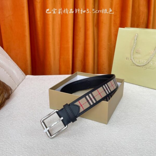 réplica,joyas,joyería,1:1,replica,fake,lujo,barato Cinturón Burberry de piel lisa sincronizada con estampado de caballero ecuestre (3,5 cm de ancho) (J7UAK)
