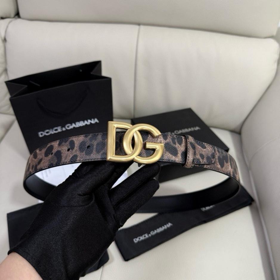 réplica,joyas,joyería,1:1,replica,fake,lujo,barato réplica,joyas,joyería,1:1,replica,fake,lujo,barato Cinturón de piel de becerro Dauphine con estampado de leopardo de Dolce & Gabbana, doble faz, 3,5 cm de ancho (3TQ0H)