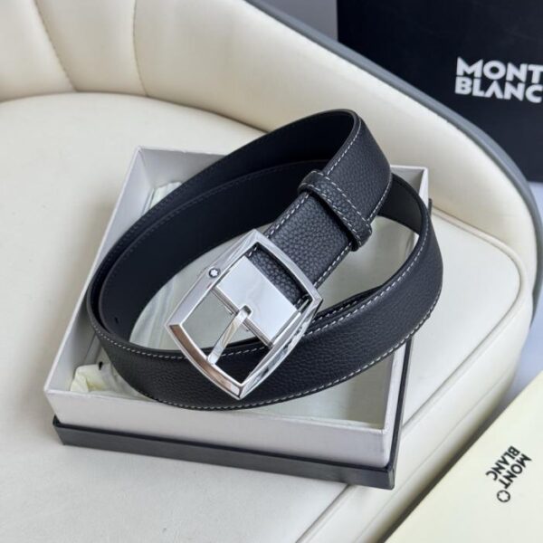 réplica,joyas,joyería,1:1,replica,fake,lujo,barato Cinturón informal de negocios Montblanc de piel de vacuno de grano superior de 3,5 cm de ancho (YLQVG)