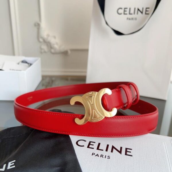 réplica,joyas,joyería,1:1,replica,fake,lujo,barato Cinturón de mujer CELINE, rojo brillante, 2,4 cm de ancho, cosido a mano (1D9MA)