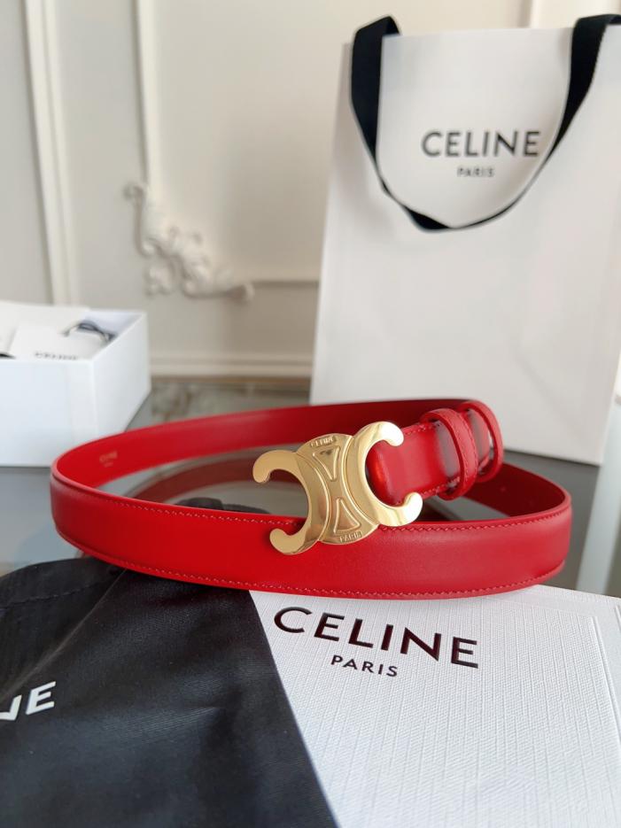 réplica,joyas,joyería,1:1,replica,fake,lujo,barato réplica,joyas,joyería,1:1,replica,fake,lujo,barato Cinturón de mujer CELINE, rojo brillante, 2,4 cm de ancho, cosido a mano (1D9MA)