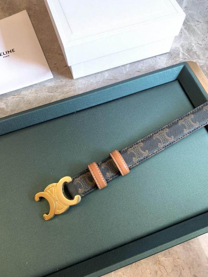 réplica,joyas,joyería,1:1,replica,fake,lujo,barato réplica,joyas,joyería,1:1,replica,fake,lujo,barato Cinturón CÉLINE Arc de Triomphe nuevo Cinturón TRIOMPHE de piel de becerro lisa con herrajes metálicos chapados en oro, ancho 2,5 cm (26 x 3 x)