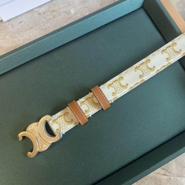 réplica,joyas,joyería,1:1,replica,fake,lujo,barato Cinturón Arco de Triunfo de CÉLINE. Cinturón TRIOMPHE de piel de becerro lisa con herrajes dorados. Ancho de 2,5 cm (I36Y1).