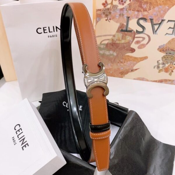 réplica,joyas,joyería,1:1,replica,fake,lujo,barato Cinturón reversible mediano Celine TRIOMPHE TAURILLON de piel de 2,5 cm (5G6XJ)