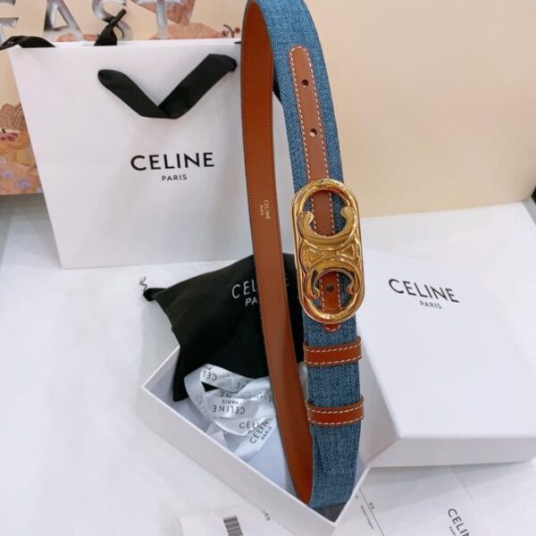 réplica,joyas,joyería,1:1,replica,fake,lujo,barato Cinturón vaquero mediano Celine TRIOMPHE TAURILLON Cinturón vaquero de cuero de 2,5 cm (ELEV2)