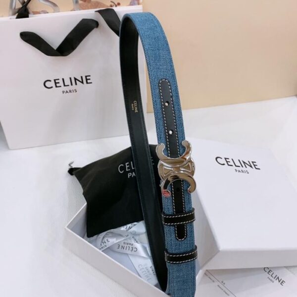 réplica,joyas,joyería,1:1,replica,fake,lujo,barato Cinturón vaquero mediano Celine TRIOMPHE TAURILLON Cinturón vaquero de cuero de 2,5 cm (HCHH3)
