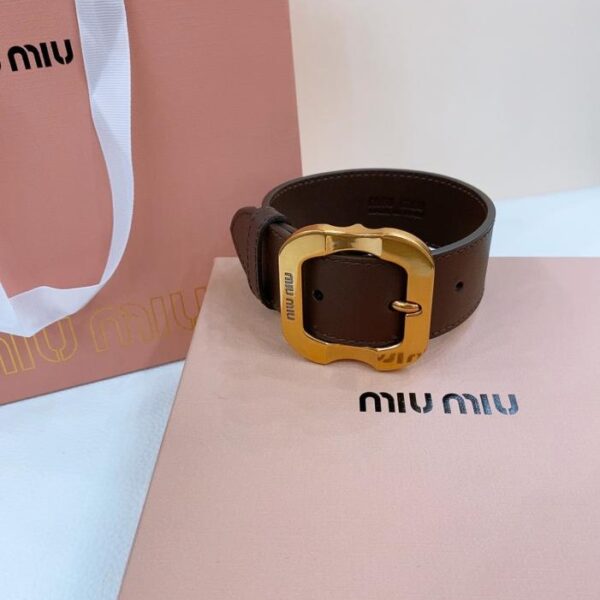réplica,joyas,joyería,1:1,replica,fake,lujo,barato Cinturón de piel con brazalete Miu Miu de 3,4 cm (EABBQ)