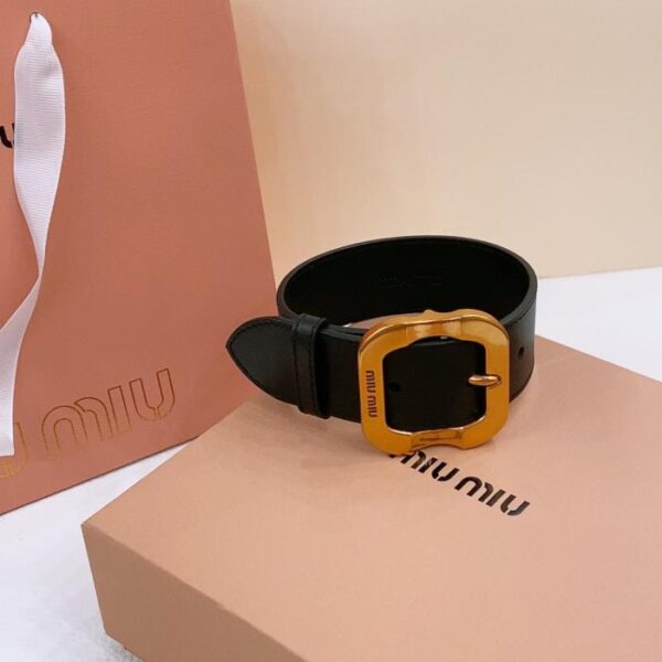 réplica,joyas,joyería,1:1,replica,fake,lujo,barato Cinturón de piel con brazalete Miu Miu de 3,4 cm (3,4 cm de ancho x 8 cm de alto)