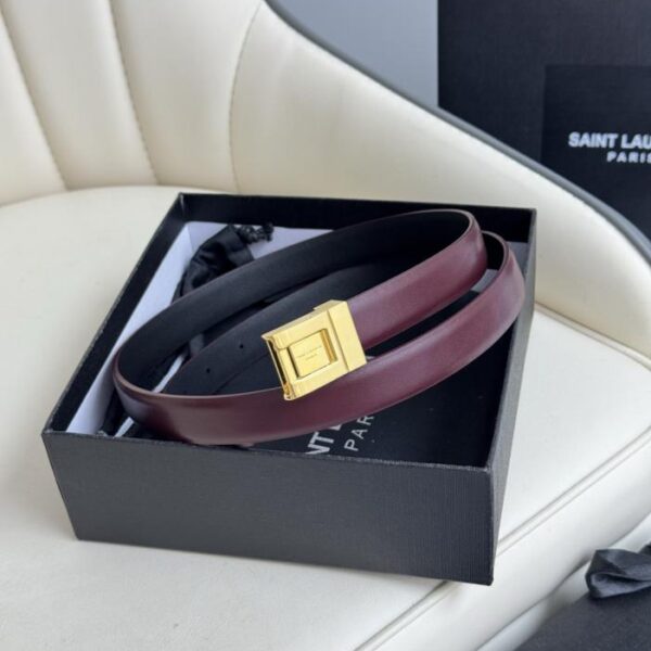 réplica,joyas,joyería,1:1,replica,fake,lujo,barato Cinturón de mujer Saint Laurent con hebilla galvanizada en oro auténtico, fabricado en Italia, 2,0 cm (W2J1K)