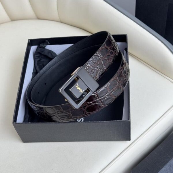 réplica,joyas,joyería,1:1,replica,fake,lujo,barato Cinturón de mujer Saint Laurent con hebilla galvanizada en oro auténtico, fabricado en Italia, 3,0 cm (1 ELDS)