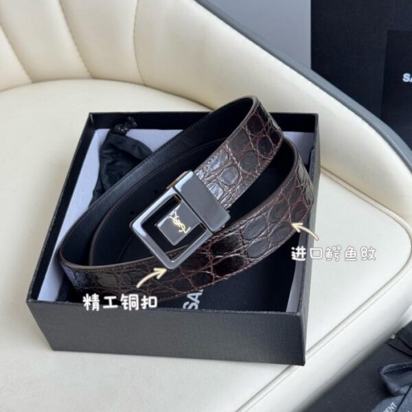 réplica,joyas,joyería,1:1,replica,fake,lujo,barato Cinturón de mujer Saint Laurent con hebilla galvanizada en oro auténtico, fabricado en Italia, 3,0 cm (AW2PZ)