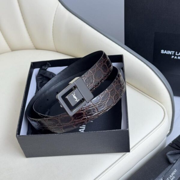 réplica,joyas,joyería,1:1,replica,fake,lujo,barato Cinturón de mujer Saint Laurent con hebilla galvanizada en oro auténtico, fabricado en Italia, 3,0 cm (V4RWT)