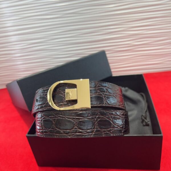 réplica,joyas,joyería,1:1,replica,fake,lujo,barato Cinturón de mujer Saint Laurent con hebilla galvanizada en oro auténtico, fabricado en Italia, 3,0 cm (Z86IY)