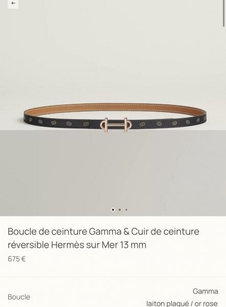 réplica,joyas,joyería,1:1,replica,fake,lujo,barato Cinturón Hermes para mujer con herrajes GAMMA y cuero Epsom importado, ancho de 13 mm (4DP9X)