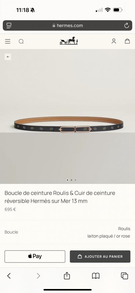 réplica,joyas,joyería,1:1,replica,fake,lujo,barato réplica,joyas,joyería,1:1,replica,fake,lujo,barato Cinturón Hermes para mujer, nuevo ROULIS, herrajes premium con cuero Epsom importado, 13 mm de ancho (4WT6E)
