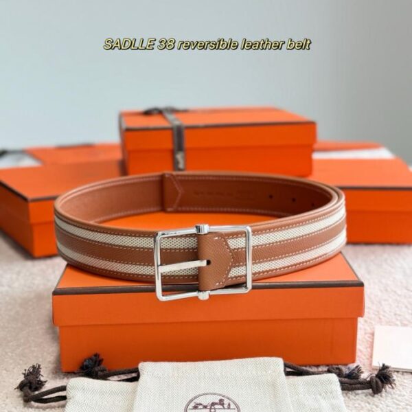 réplica,joyas,joyería,1:1,replica,fake,lujo,barato Cinturón reversible de piel SADLLE 38, de piel de becerro Epsom y lona H, de doble cara (2YKUG)