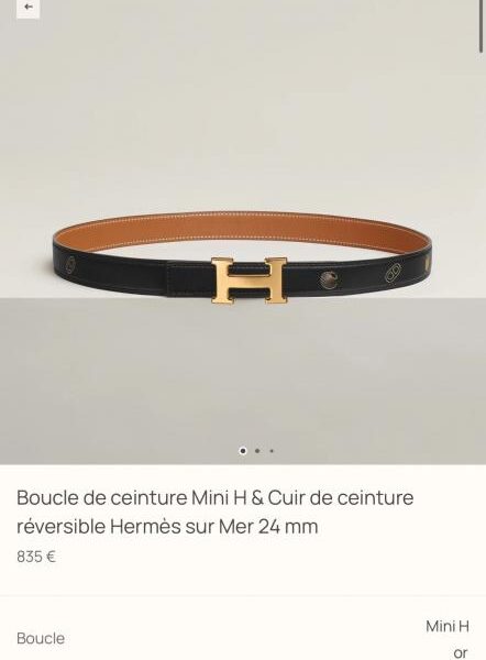 réplica,joyas,joyería,1:1,replica,fake,lujo,barato Cinturón Hermes para mujer, nuevo Mini H, herrajes de alta calidad y cuero Epsom importado, ancho de 24 mm (FQ40J)