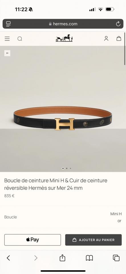 réplica,joyas,joyería,1:1,replica,fake,lujo,barato réplica,joyas,joyería,1:1,replica,fake,lujo,barato Cinturón Hermes para mujer, nuevo Mini H, herrajes de alta calidad y cuero Epsom importado, ancho de 24 mm (FQ40J)