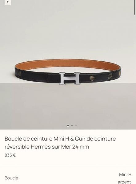 réplica,joyas,joyería,1:1,replica,fake,lujo,barato Cinturón Hermes para mujer, nuevo Mini H, herrajes de alta calidad con cuero Epsom importado, ancho de 24 mm (Z7HH6)