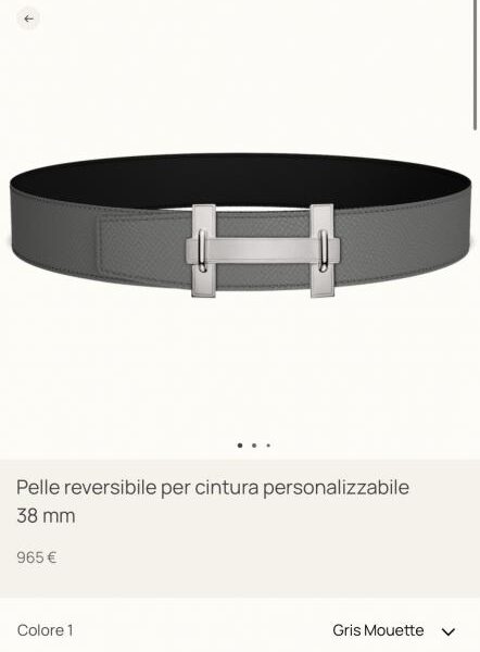 réplica,joyas,joyería,1:1,replica,fake,lujo,barato Herrajes premium Hermes JUMPING con piel Epsom importada en negro y gris cumulonimbus, ancho de 38 mm, accesorios para cinturones de hombre (YRA4B)
