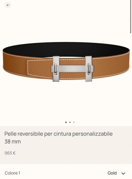 réplica,joyas,joyería,1:1,replica,fake,lujo,barato Cinturón Hermes JUMPING para hombre (BEEY3) con herrajes de primera calidad y cuero Epsom importado en negro y marrón dorado, 38 mm de ancho