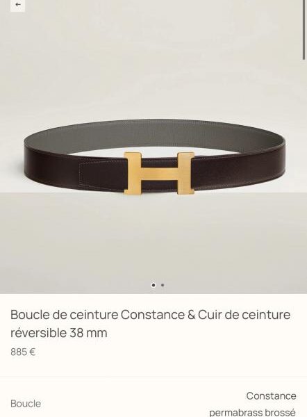 réplica,joyas,joyería,1:1,replica,fake,lujo,barato Cinturón de hombre Constance Hardware, piel Togo importada (gris Cumulonimbus), 38 mm de ancho (DMVHW)