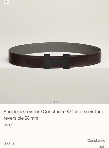réplica,joyas,joyería,1:1,replica,fake,lujo,barato Cinturón para hombre Constance Hardware, importado (gris Cumulonimbus), piel Togo, 38 mm de ancho (QD8GP)