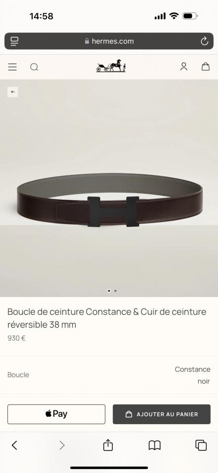 réplica,joyas,joyería,1:1,replica,fake,lujo,barato réplica,joyas,joyería,1:1,replica,fake,lujo,barato Cinturón para hombre Constance Hardware, importado (gris Cumulonimbus), piel Togo, 38 mm de ancho (QD8GP)