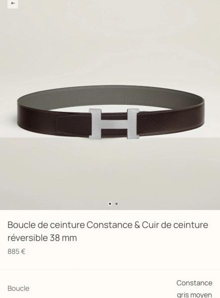 réplica,joyas,joyería,1:1,replica,fake,lujo,barato Cinturón de hombre de cuero Togo importado (gris Cumulonimbus) de 38 mm de ancho (T0R2R) de Constance Boutique Hardware