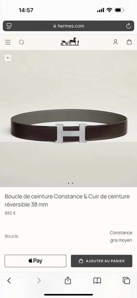 réplica,joyas,joyería,1:1,replica,fake,lujo,barato réplica,joyas,joyería,1:1,replica,fake,lujo,barato Cinturón de hombre de cuero Togo importado (gris Cumulonimbus) de 38 mm de ancho (T0R2R) de Constance Boutique Hardware