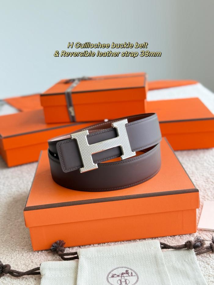 réplica,joyas,joyería,1:1,replica,fake,lujo,barato réplica,joyas,joyería,1:1,replica,fake,lujo,barato Cinturón para hombre de 38 mm de ancho con herrajes de boutique Hermes Guillochee y piel de becerro mate de doble cara importada (5QB84)