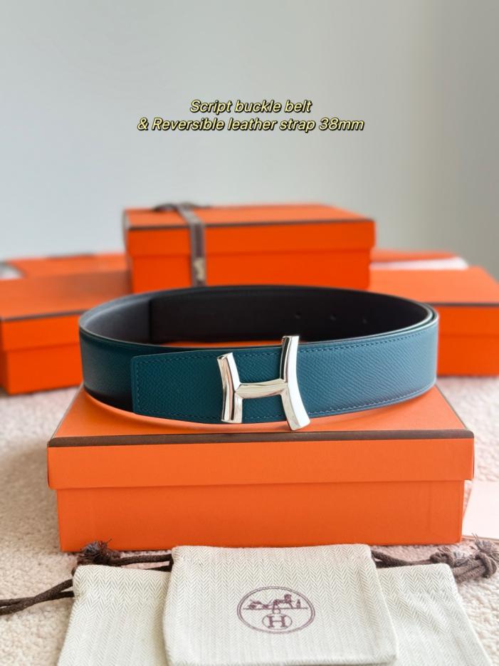 réplica,joyas,joyería,1:1,replica,fake,lujo,barato réplica,joyas,joyería,1:1,replica,fake,lujo,barato Cinturón para hombre SCRIPT de 38 mm con herrajes premium y cuero Epsom importado, color negro y azul de Prusia (7LTAC)