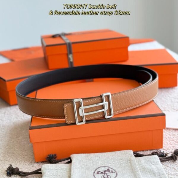 réplica,joyas,joyería,1:1,replica,fake,lujo,barato Cinturón para hombre de 32 mm con herrajes premium TONIGHT de piel Epsom importada (B7KS7)