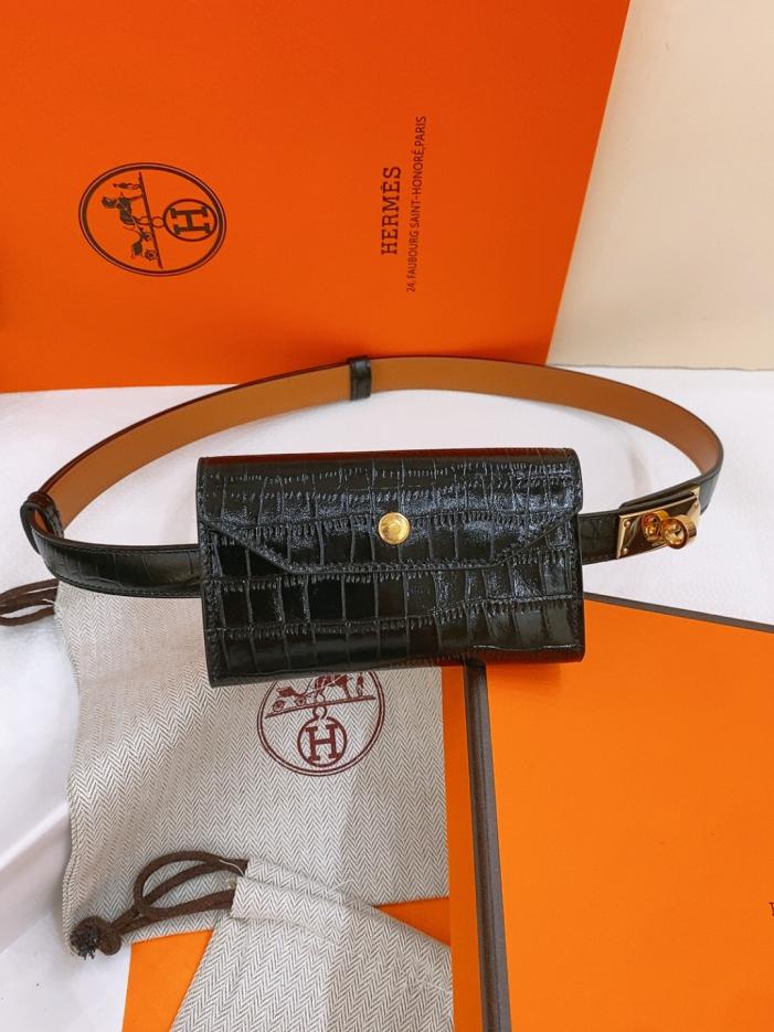 réplica,joyas,joyería,1:1,replica,fake,lujo,barato réplica,joyas,joyería,1:1,replica,fake,lujo,barato Cinturón Hermes Little Kelly con estampado de cocodrilo de alto brillo, 1,7 cm (3N0JS)