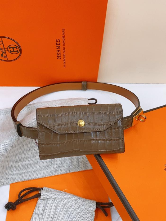 réplica,joyas,joyería,1:1,replica,fake,lujo,barato réplica,joyas,joyería,1:1,replica,fake,lujo,barato Cinturón Hermes Little Kelly con estampado de cocodrilo de alto brillo, 1,7 cm (OOMJ4)