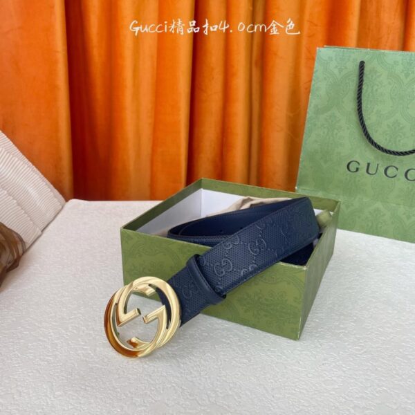 réplica,joyas,joyería,1:1,replica,fake,lujo,barato Bolso Gucci clásico de piel repujada con suela de cuero original, hebilla fina de latón, ancho 4,0 cm (DT9GC)