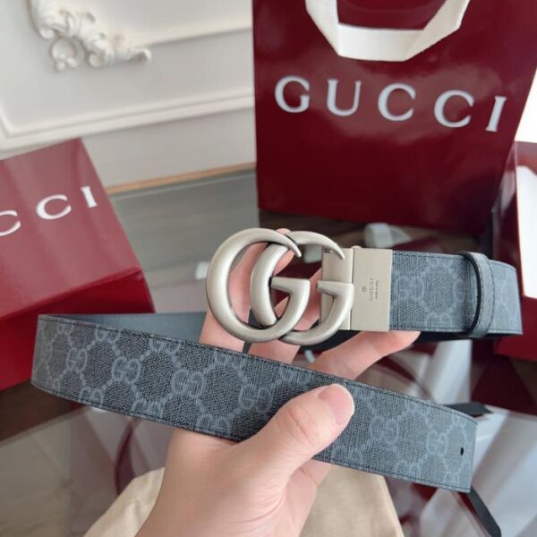 réplica,joyas,joyería,1:1,replica,fake,lujo,barato Gucci 627055 FACJT Pearl Black Supreme PVC Monogram Black Pigskin Textured Base, Ancho 3,7 cm (KRC5X)
