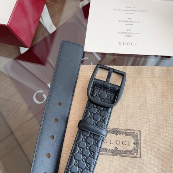 réplica,joyas,joyería,1:1,replica,fake,lujo,barato Gucci 🇫🇷Piel de vacuno negra original francesa 4,0 cm (DEJU9)