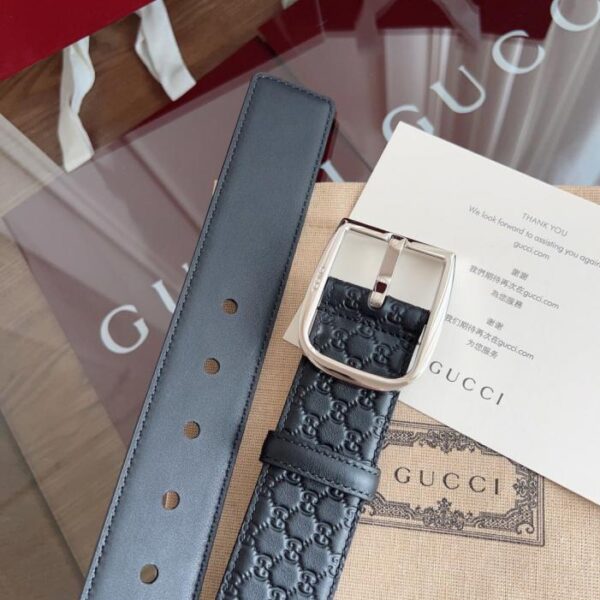 réplica,joyas,joyería,1:1,replica,fake,lujo,barato Gucci 🇫🇷Piel de vacuno negra original francesa 4,0 cm (DEJU9)