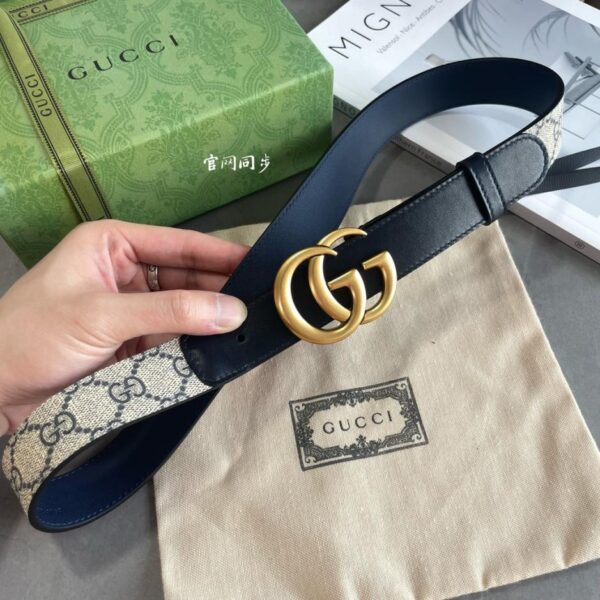 réplica,joyas,joyería,1:1,replica,fake,lujo,barato Piel de becerro Gucci y lona con monograma GG Supreme, 3,0 cm de ancho (VMNFJ)