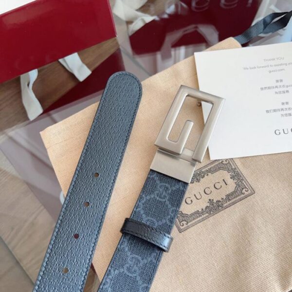 réplica,joyas,joyería,1:1,replica,fake,lujo,barato Monograma GUCCI Supreme de PVC con textura de piel de cerdo negra, ancho 3,5 cm (JGJEV)