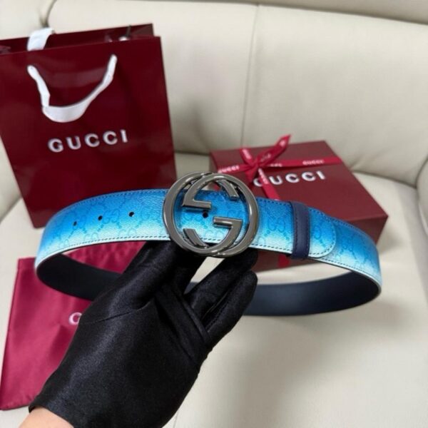 réplica,joyas,joyería,1:1,replica,fake,lujo,barato Cinturón Gucci New Chroma Series con doble G entrelazada, ancho 4,0 cm (44 FPF)