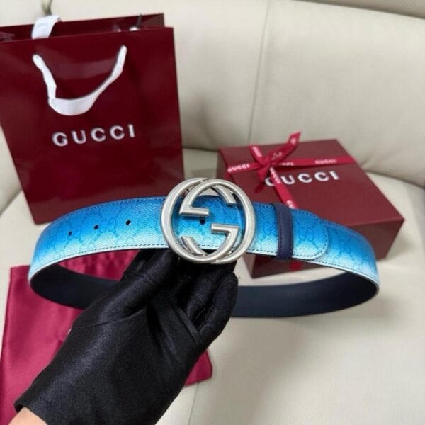 réplica,joyas,joyería,1:1,replica,fake,lujo,barato Cinturón Gucci New Chroma Series con doble G entrelazada, ancho 4,0 cm (8Q8K9)