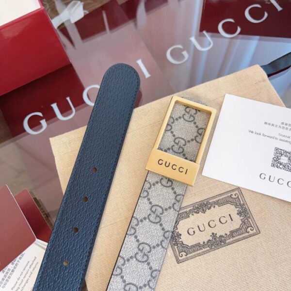 réplica,joyas,joyería,1:1,replica,fake,lujo,barato Cinturón Gucci con hebilla cuadrada para hombre (igual que el original), 3,5 cm de ancho (1QM3D)
