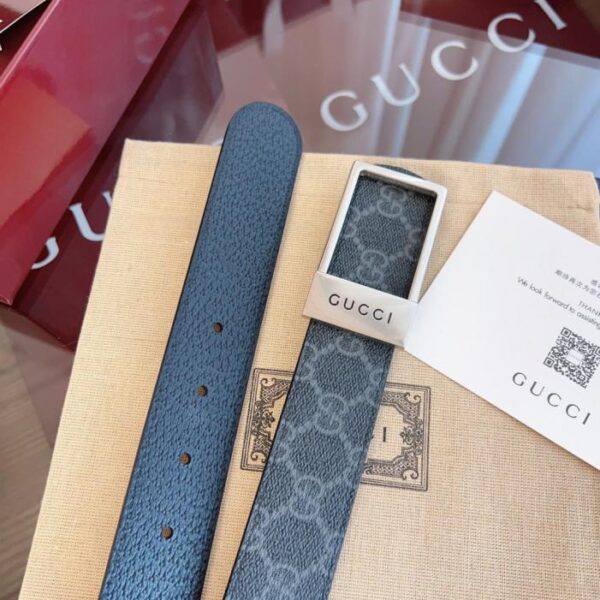 réplica,joyas,joyería,1:1,replica,fake,lujo,barato Cinturón Gucci con hebilla cuadrada para hombre (igual que el original), 3,5 cm de ancho (Z5262)