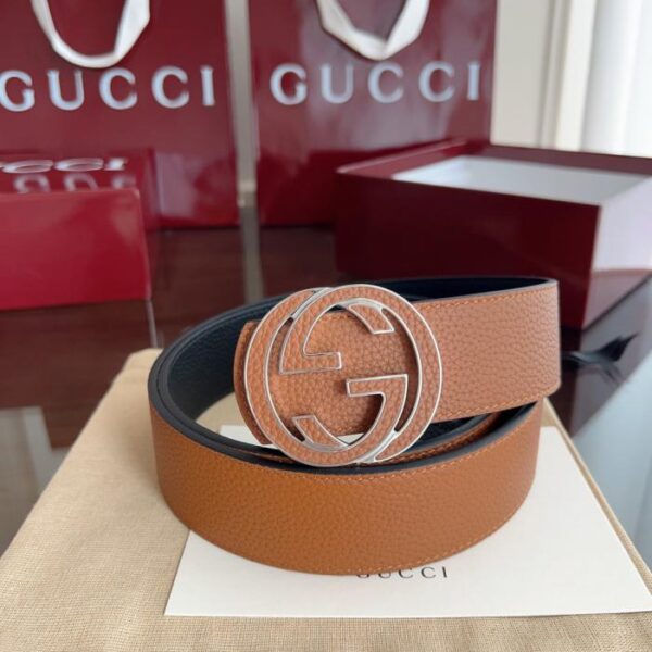 réplica,joyas,joyería,1:1,replica,fake,lujo,barato Cinturón Gucci con hebilla de doble G para hombre (igual que el original), 4 cm de ancho (QK7I4)