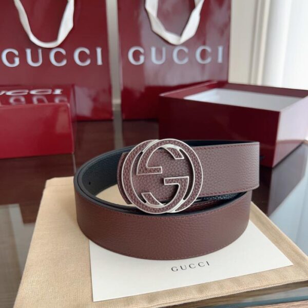 réplica,joyas,joyería,1:1,replica,fake,lujo,barato Cinturón Gucci con hebilla de doble G para hombre (igual que el ancho del mostrador), 4 cm (TFAUN)